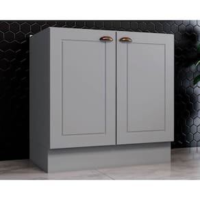 Balcão de Cozinha Americana c/ 2 Portas s/Tampo 80cm Cinza - Henn