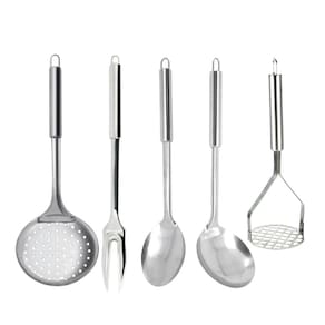 Conjunto de Utensílios Para Servir 5 Peças Aço Inox 32cm - Tuut