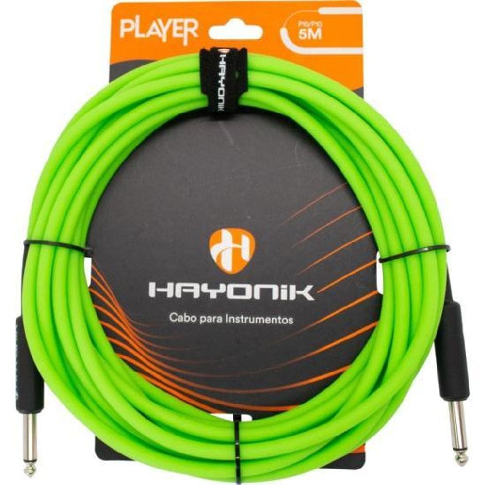 Cabo Para Instrumentos Player P10 x P10 5m Verde Hayonik [F003]