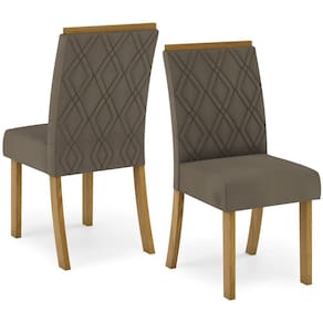 Kit 2 Cadeiras Estofadas Sala De Jantar Vita Suede Bege Henn