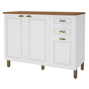 Balcão de Cozinha Firenze 120cm 3 Portas e 2 Gavetas com Tampo MDF - Indékes