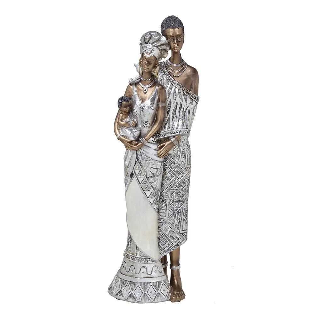 Figura Decorativa Estatueta Família Africana 32 X 10 X 7 Cm