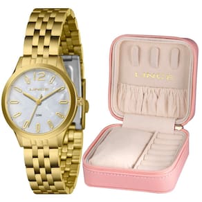Relógio Lince Feminino Ref: Lrgh226l32 B2kx Dourado Estojo Porta Joia