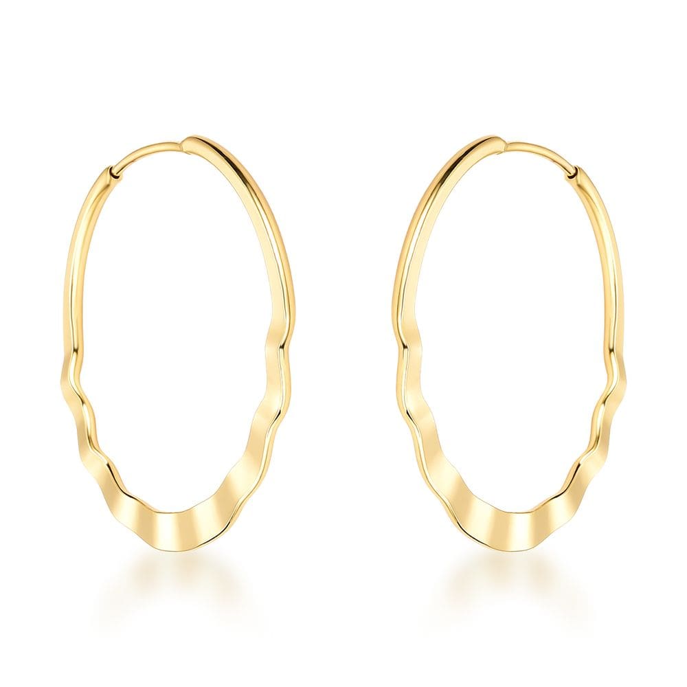 Brinco De Argola Feminino Casual Folheado A Ouro18k