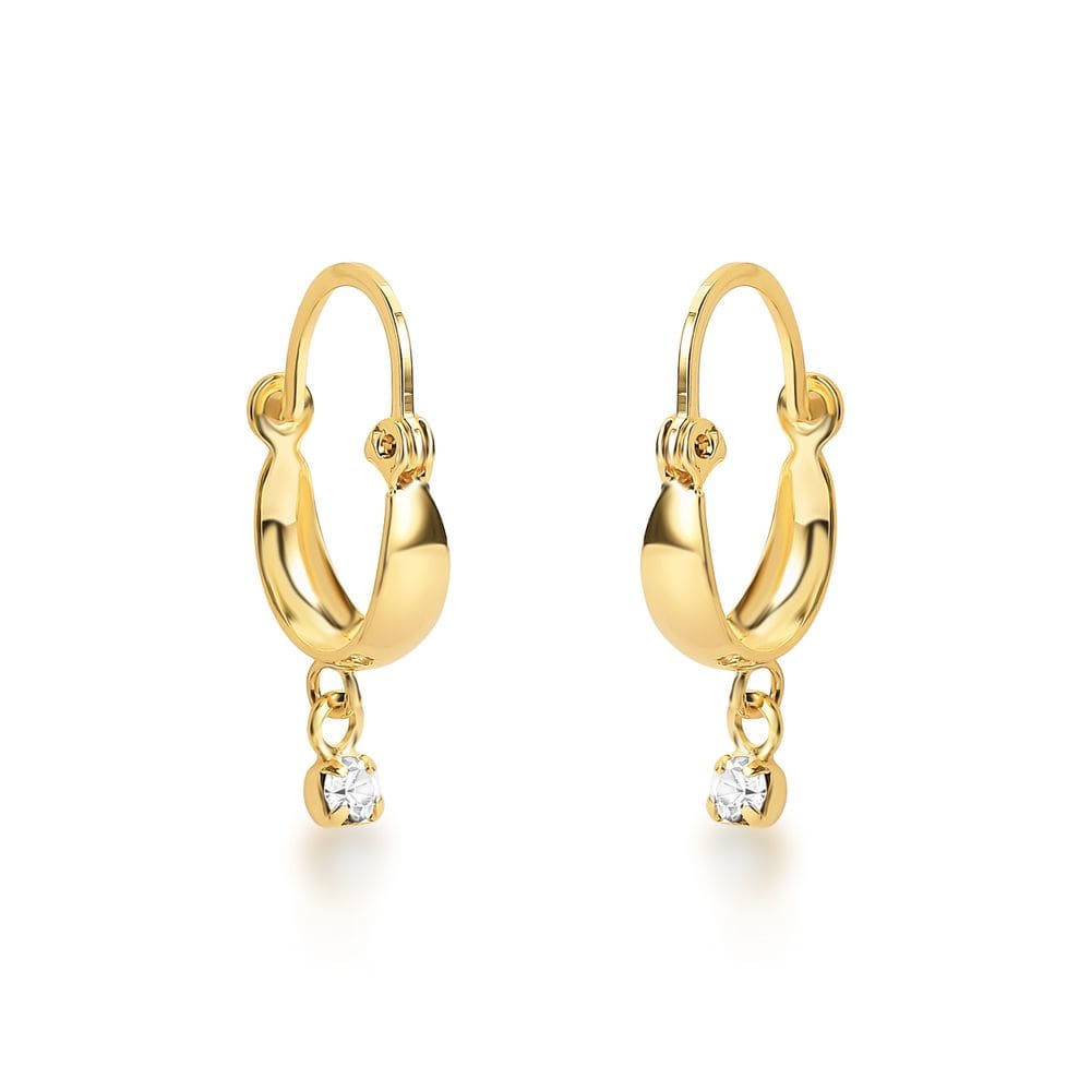 Brinco De Argola c/ Cristal Folheado A Ouro18k Antialérgico