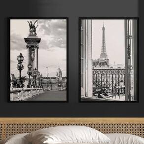 Kit 2 Quadros Decorativos Fotografias Paris Pb 24X18Cm