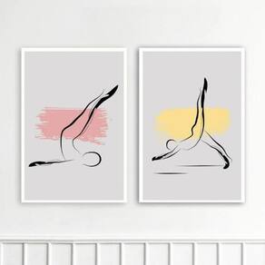 Kit 2 Quadros Decorativos Pilates - Abstratos 45X34Cm Vidro