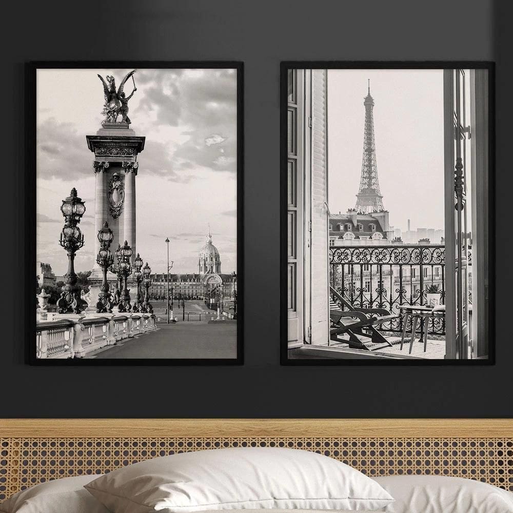 Kit 2 Quadros Decorativos Fotografias Paris Pb 24X18Cm Vidro