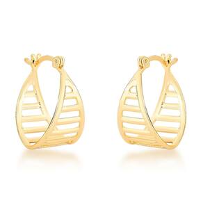 Brinco De Argola Feminina Clássico Básico Folheado Ouro 18k