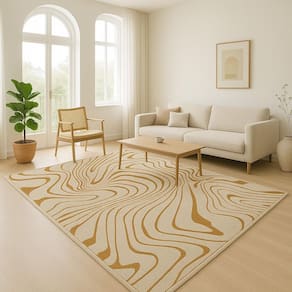 Tapete Sala 250X300Cm Sem Pelo Organico Bege Dourado Antider