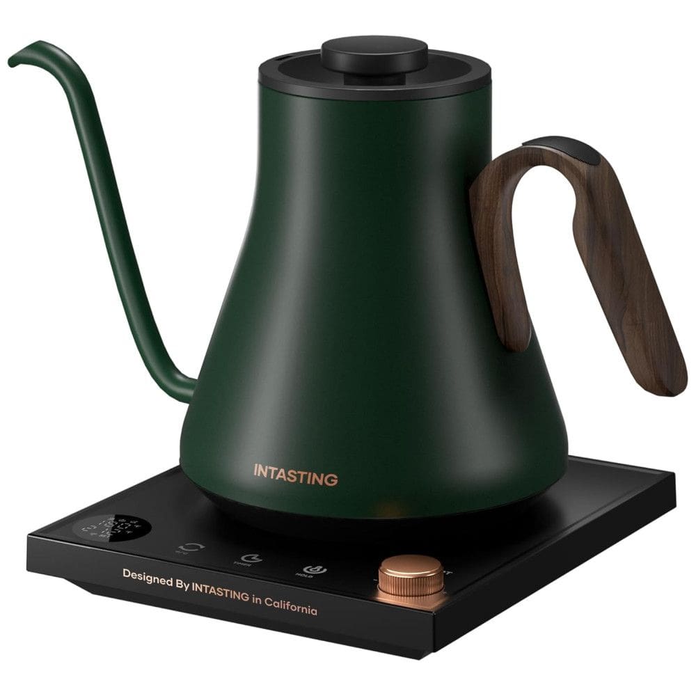 Chaleira Elétrica INTASTING Gooseneck, Controle de Temperatura, Inox, Aquecimento Rápido, para Café Coado, Chá e Água Quente, 0,9L Verde