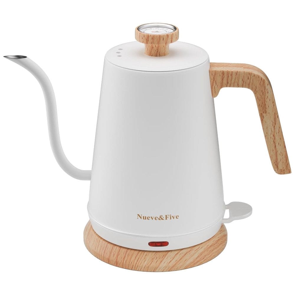 Chaleira Elétrica Nueve&Five Gooseneck 1L, 1000W, Aço Inox, Desligamento Automático e Termômetro - Prepare água quente com precisão!