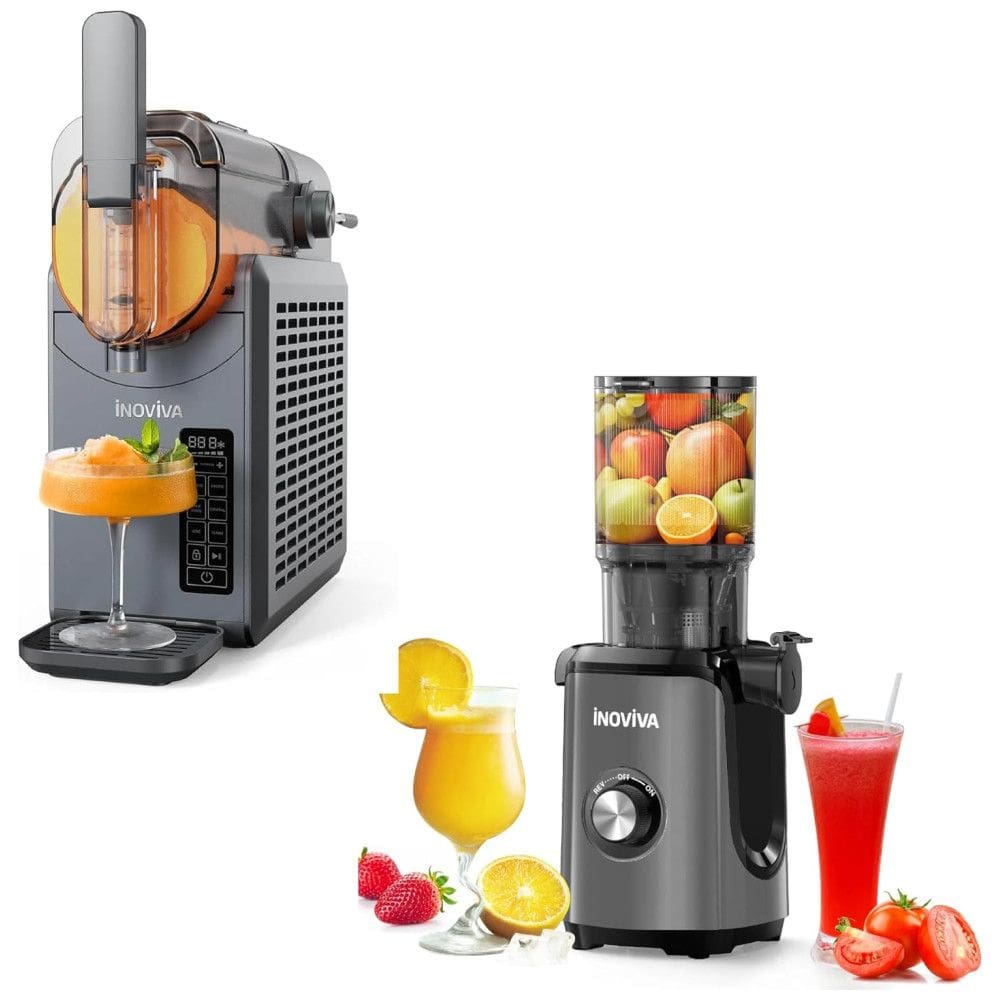 Conjunto Máquina de Raspadinha com Espremedor a Frio, Juicer de Mastigação Lenta 40 RPM com Boca de 10,8 cm para Frutas e Vegetais