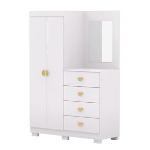 Guarda Roupa Cômoda Com Espelho 120cm Rita Flex Branco V02 - Mpozenato