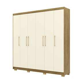 Guarda Roupa Casal 223cm 6 Portas Pako Nature/Champanhe V02 - Mpozenato