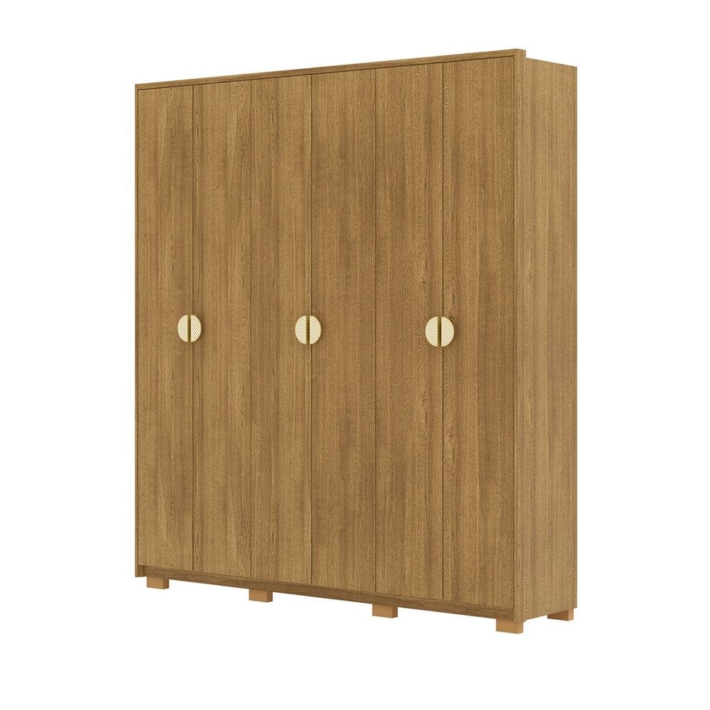 Guarda Roupa Casal 203cm Com 6 Portas Leo Nature V02 - Mpozenato