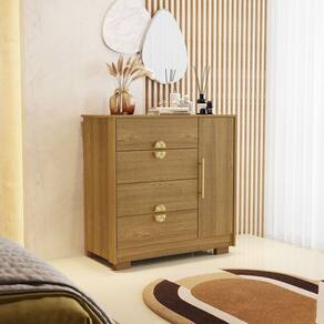 Cômoda Para Quarto 93cm Com 1 Porta Nara Nature V02 - Mpozenato