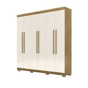 Guarda Roupa Casal 218cm 6 Portas Bolty Nature/Champanhe V02 - Mpozenato