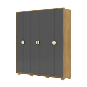 Guarda Roupa Casal 203cm Com 6 Portas Leo Nature/Alasca V02 - Mpozenato