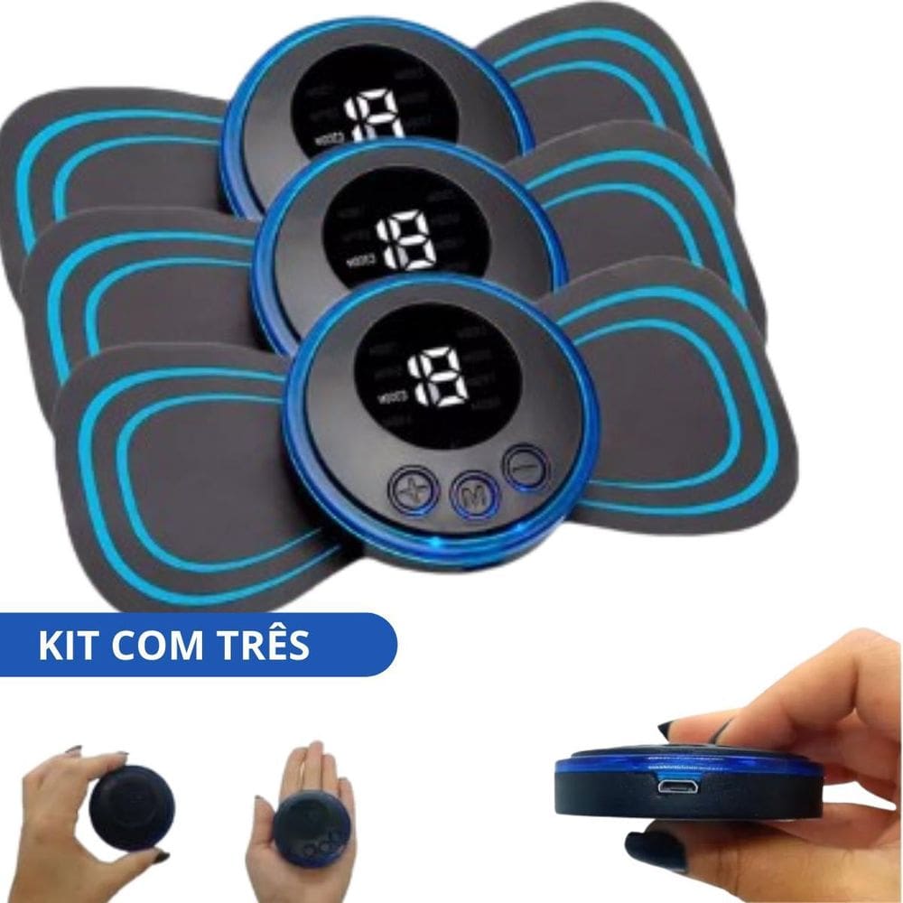 Kit 3 Massageadores Elétricos Usb Para Pescoço E Lombar