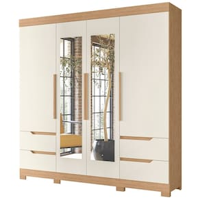 Guarda Roupa Casal 212cm com Espelho Vivacce Off/Freijó - Albatroz