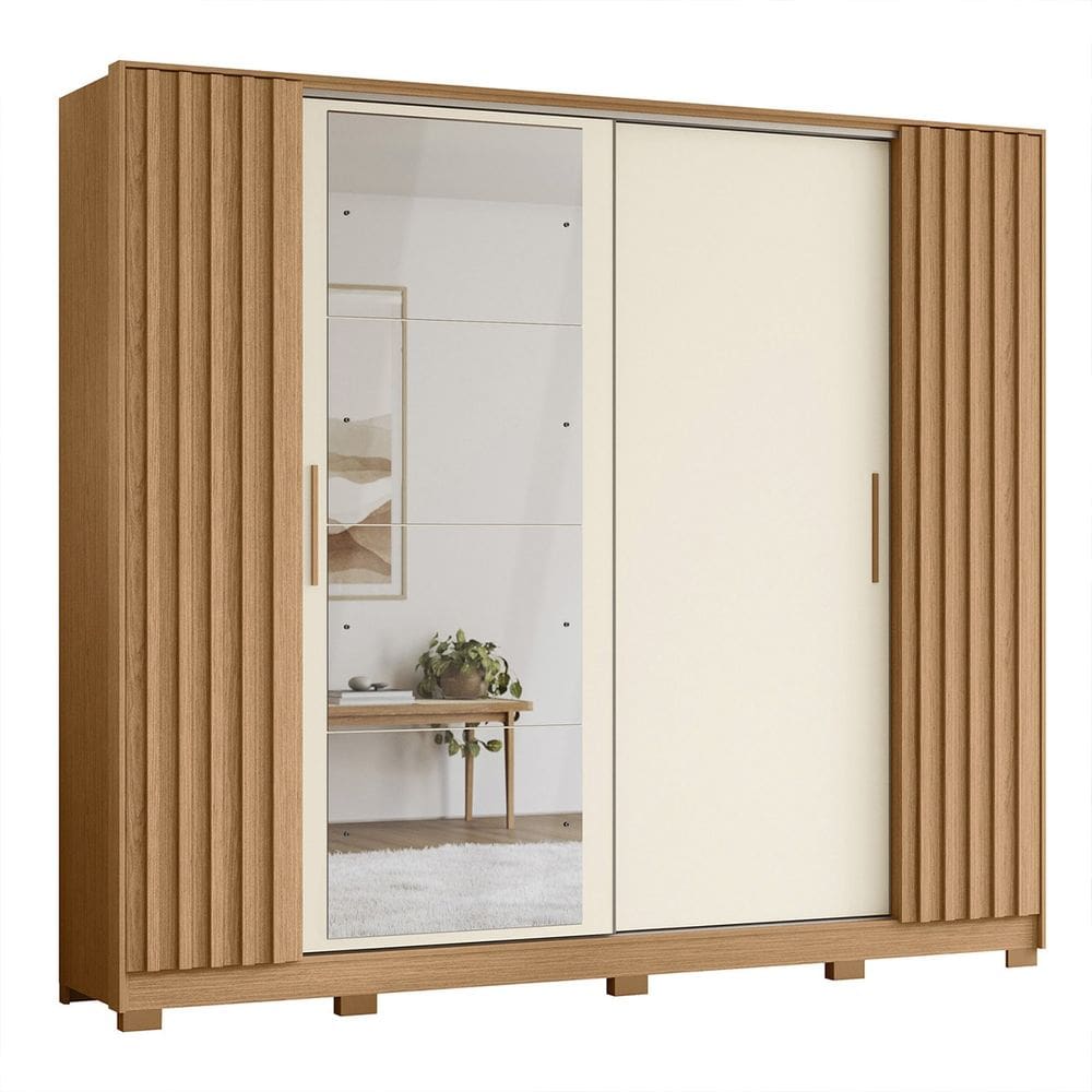 Guarda Roupa Casal 270cm 4 Espelhos Jacarandá Flex Off/Freijó - Albatroz