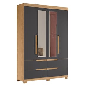 Guarda Roupa Solteiro 160cm com Espelho Doble Freijó/Titanium - Albatroz
