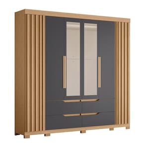 Guarda Roupa Casal 240cm com Espelho Doble Freijó/Titanium - Albatroz