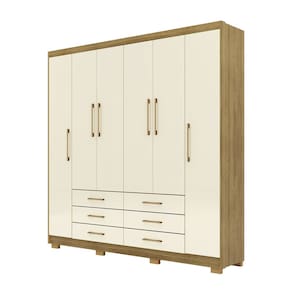 Guarda Roupa Casal 223cm 6 Portas Canadá Nature/Champanhe - Vila Rica