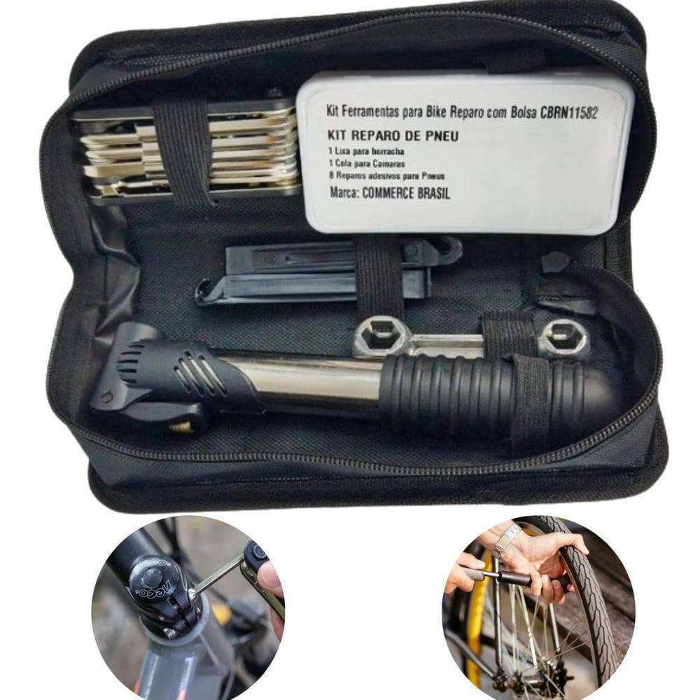 Estojo De Ferramentas Para Bicicleta Com Bomba De Ar