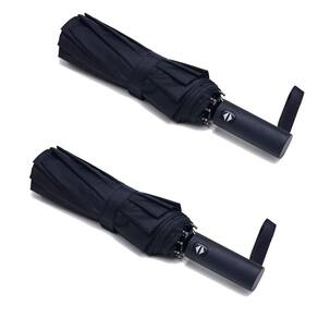 Guarda-chuva de viagem PFFY Windproof Auto Open/Close 8 Ribs Black x2