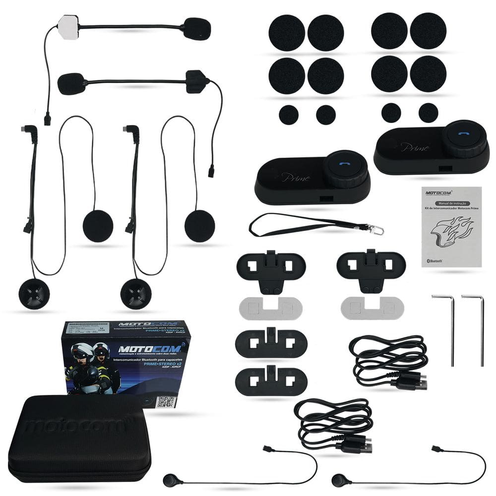 Intercomunicador Capacete Motocom Prime Bluetooth 2 Unidades