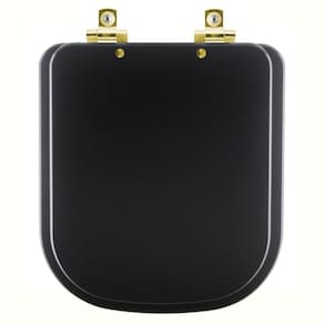 Assento Sanitário Com Fechamento Lento Piano Preto Fosco Para Vaso Deca Com Ferragem Dourada