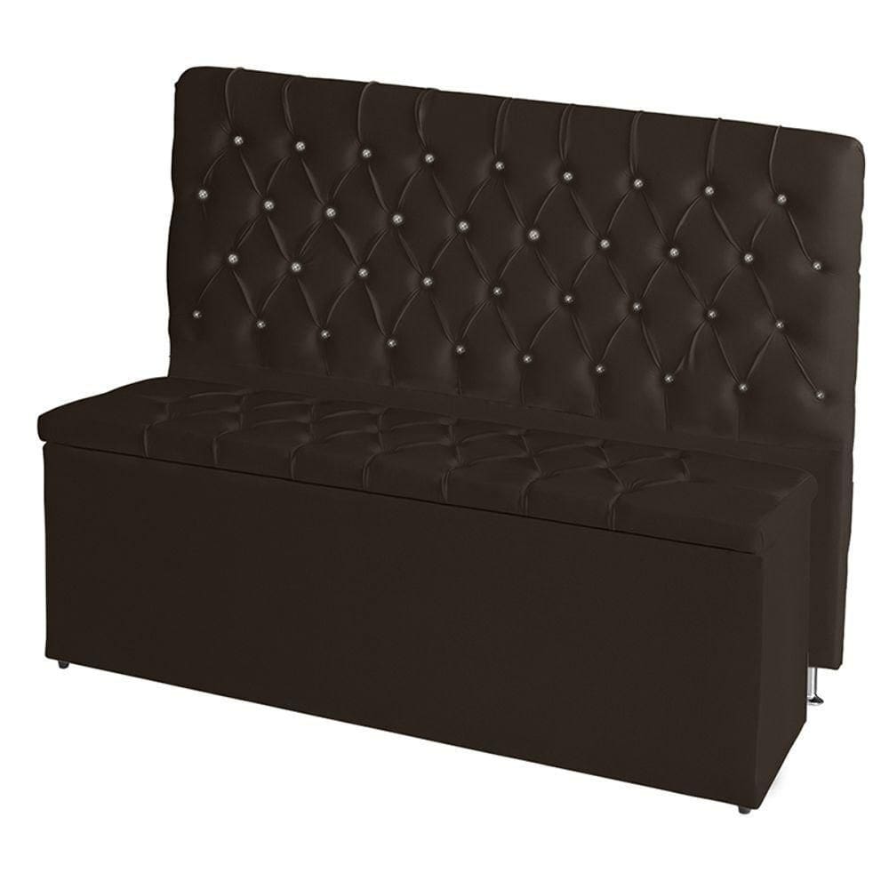 Kit Cabeceira De Cama E Calçadeira Baú Paris Casal 140 Cm 140 X 126 Capitonê Courino Marrom Do Lar Móveis
