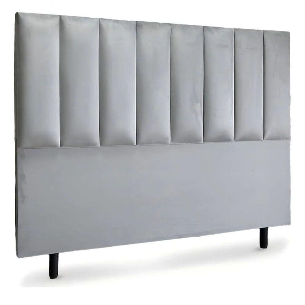 Cabeceira De Cama Roma Casal 140 Cm Suede Prata Do Lar Móveis E Decoração