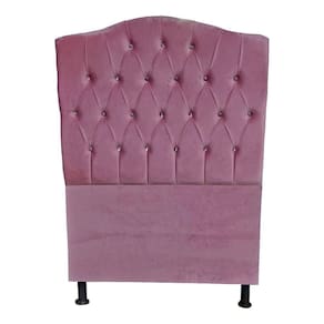 Cabeceira De Cama Princesa Solteiro 90 Cm Botão Strass Suede Rosa Bebê Do Lar Móveis