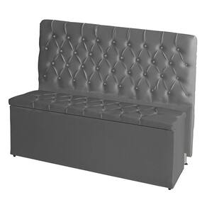 Kit Cabeceira De Cama E Calçadeira Baú Paris King 195 Cm 195 X126 Capitonê Courino Grafite Do Lar Móveis