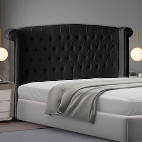 Cabeceira De Cama Toquio King 195 Cm Suede Preto Do Lar Móveis E Decoração