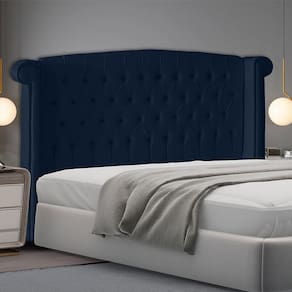 Cabeceira De Cama Toquio Casal 140 Cm Suede Azul Marinho Do Lar Móveis E Decoração