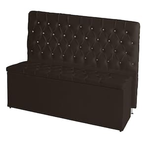 Kit Cabeceira De Cama E Calçadeira Baú Paris King 195 Cm 195 X126 Capitonê Courino Marrom Do Lar Móveis