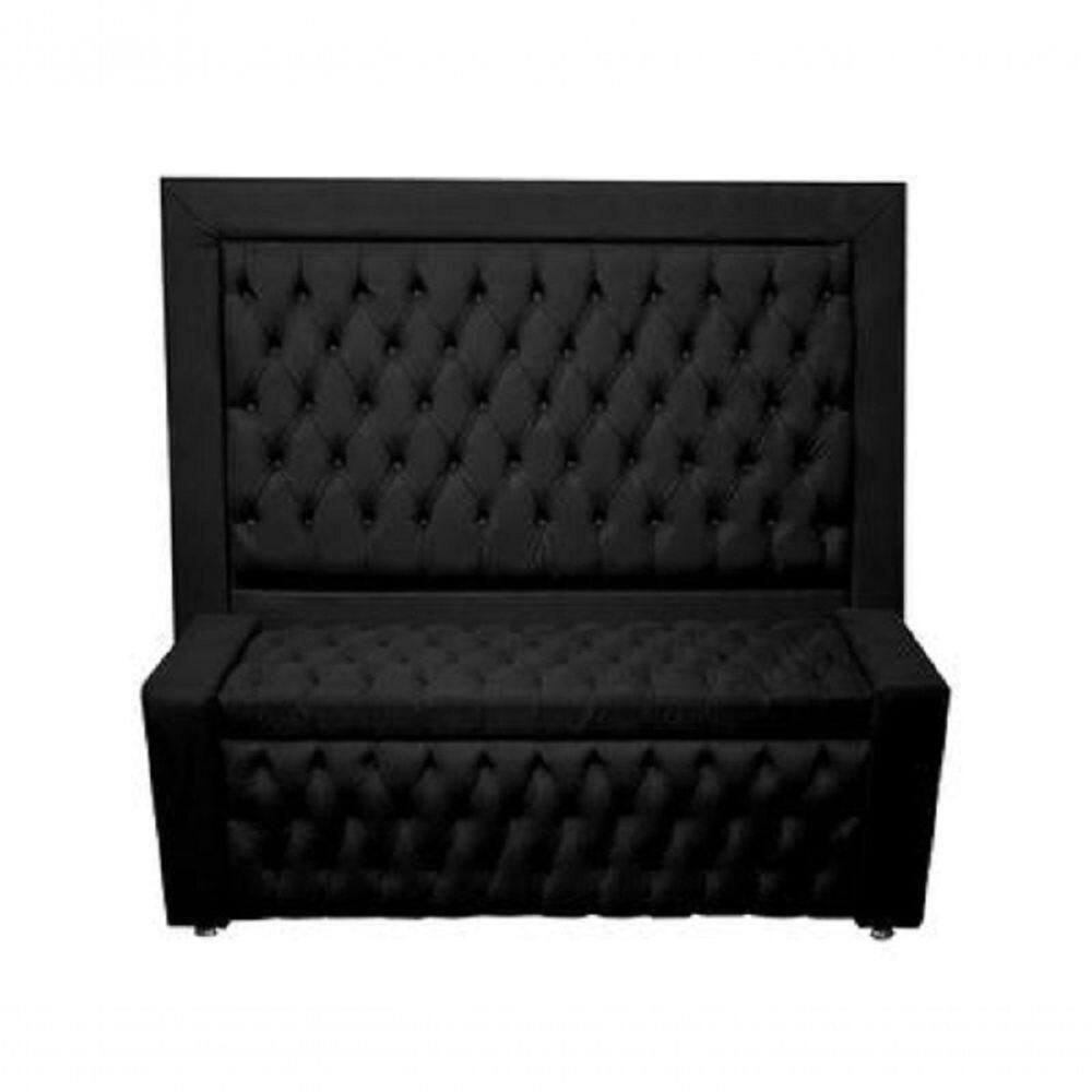 Kit Cabeceira De Cama E Calçadeira Baú Retro Capitonê Botão Encapados Queen 160 Cm Suede Preto Do Lar Móveis