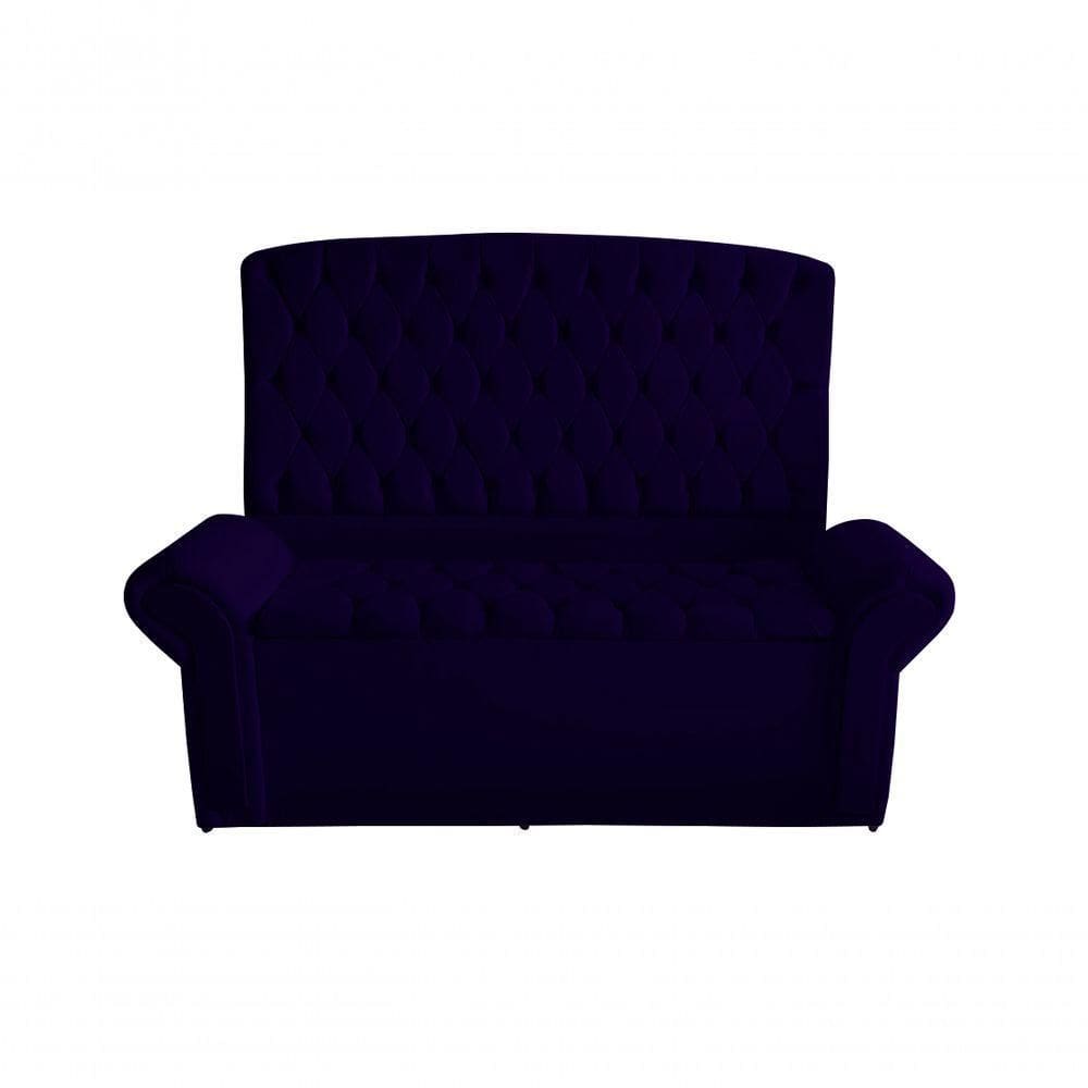 Kit Dubaí Cabeceira De Cama Casal E Recamier Baú Solteiro 90 Cm Suede Azul Marinho Do Lar Móveis