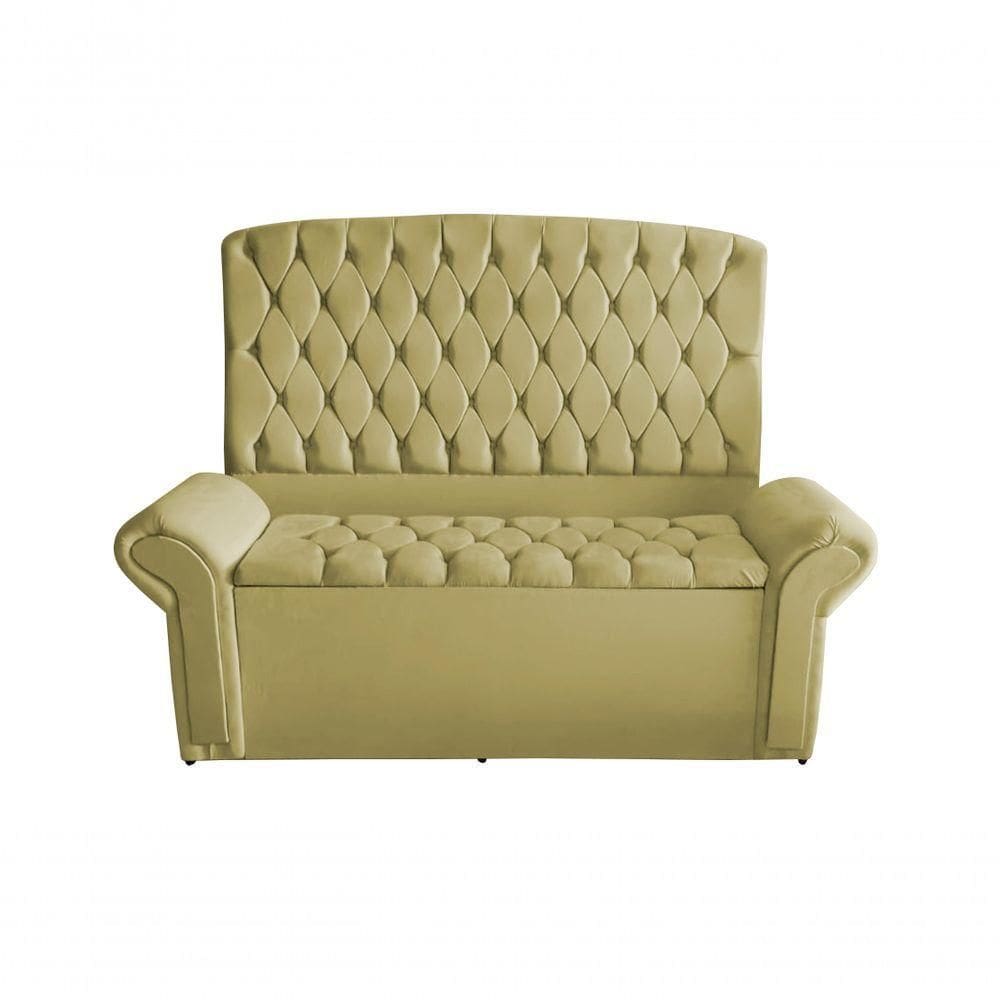 Kit Dubaí Cabeceira De Cama Casal E Recamier Baú Queen 160 Cm Suede Bege Do Lar Móveis