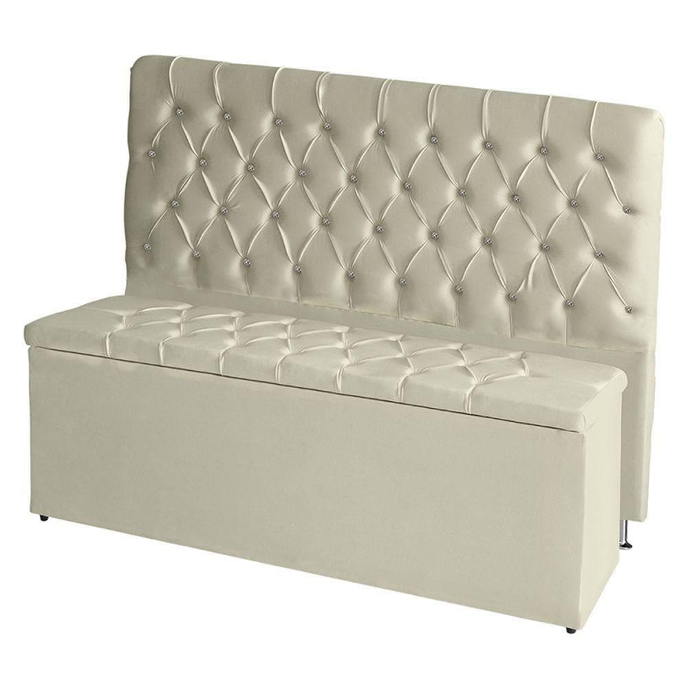 Kit Cabeceira De Cama E Calçadeira Baú Paris Casal 140 Cm Capitonê Suede Porcelana Do Lar Móveis