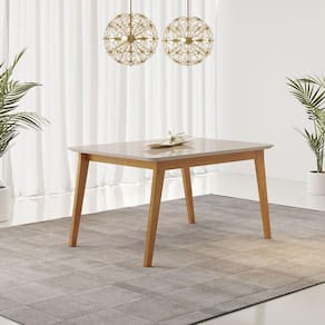 Mesa De Jantar Elegance 160x80cm Com Vidro Jcm Movelaria Cinamomo/ Off White