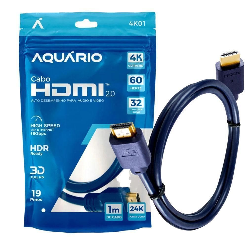 Cabo Hdmi Aquario 4k01 4k Macho X Macho 1m