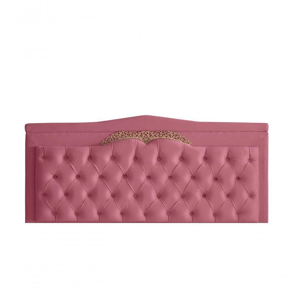 Cabeceira De Cama Painel Barcelona Casal 140 Cm Retro Capitonê Botão Encapados Suede Rosa Bebê Do Lar Móveis