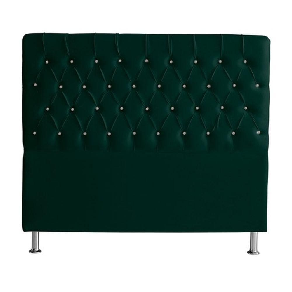 Cabeceira De Cama Estrela Casal 140 Cm Suede Botão Cristal Verde Do Lar Móveis E Decoração