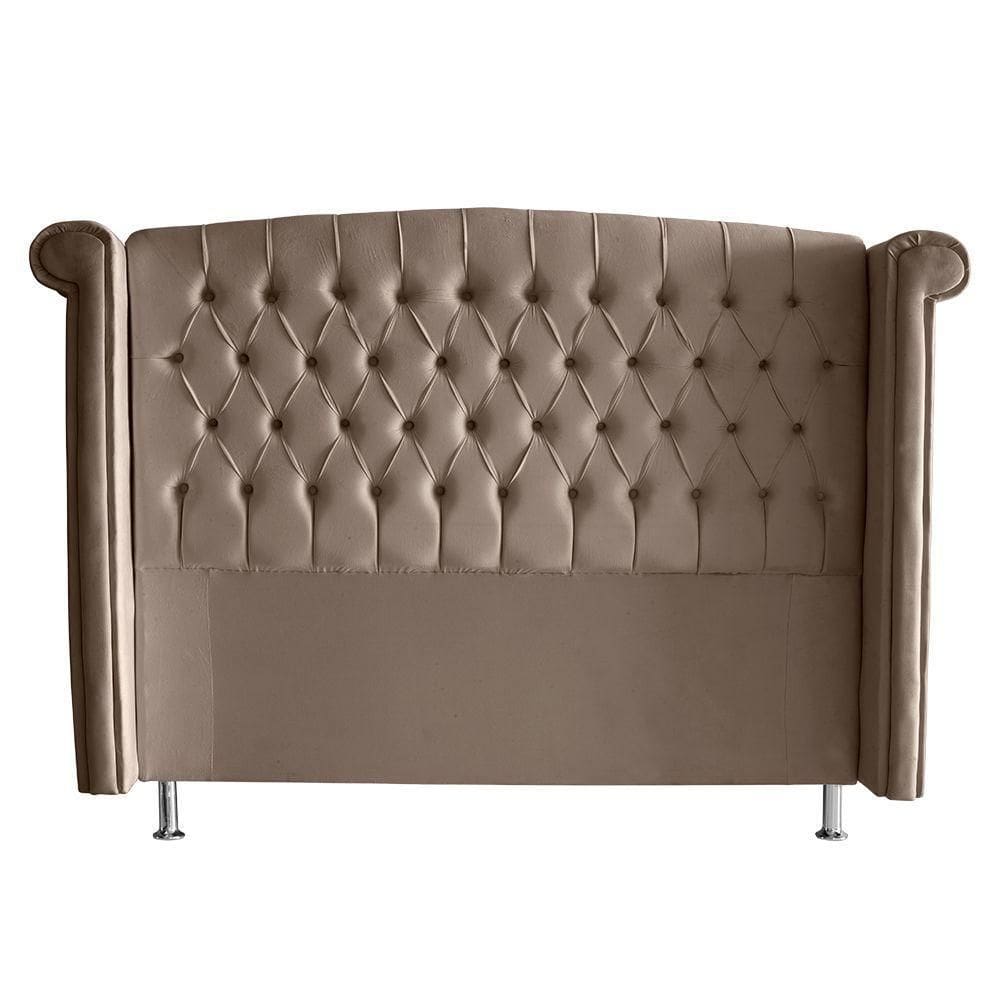 Cabeceira De Cama Luxo King 195 Cm Suede Capuccino Do Lar Móveis