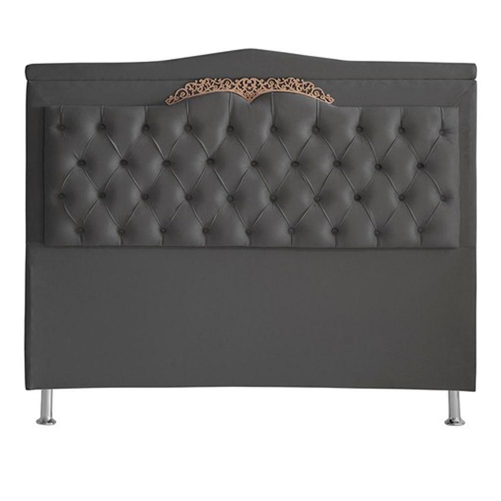 Cabeceira De Cama Madri Casal Queen 160 Cm Suede Grafite Do Lar Móveis E Decoração